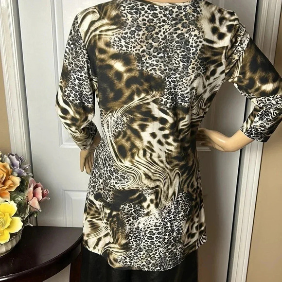 Faux wrap leopard print blouse,ruching ,Surplice ,Y2K, animal print,Canada made - Picture 7 of 14